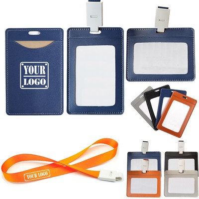 Leather 2-Sided ID Badge Holder