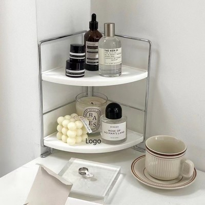 2-Tier Corner Bathroom Counter Organizer Vanity Shelf Countertop Makeup Tray Perfume Organizer