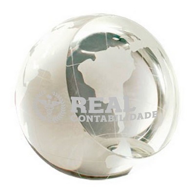 4" Crystal Globe Paperweight Award