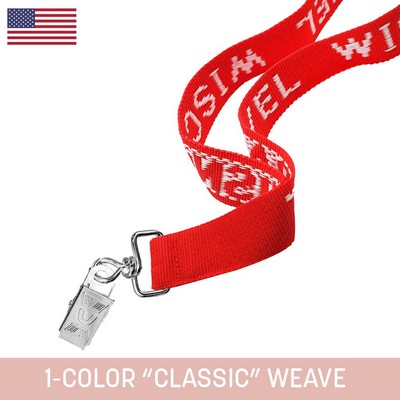 1" Woven Lanyard w/ Swivel Bulldog Clip - "Classic" Weave