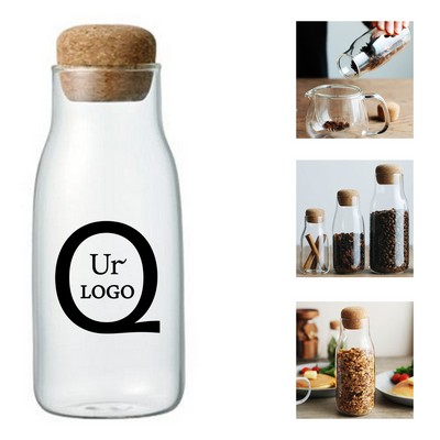 22Oz/600Ml Glass Bottle W/ Cork Lid