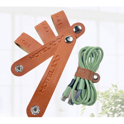 Portable PU Leather Charging Cable Organizer Multipurpose Electronic Product Cord Holder