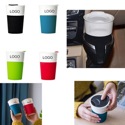 Creative Large Capacity Silicone Ceramic Mug With Lid