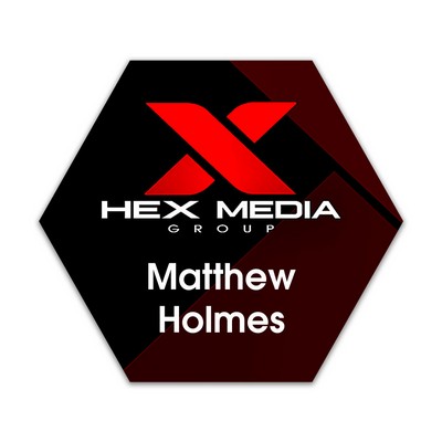 Full Color Name Badge w/ Personalization (3.75"x4.25") Hexagon