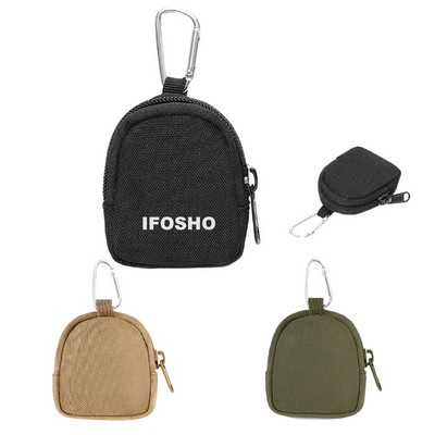 Mini Round Coin Purse with Zipper and Keychain Portable Cash Wallet for Travel