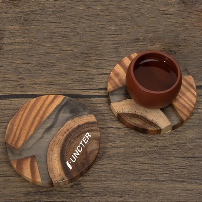 Round Cedar Wood & Epoxy Resin Coaster