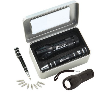 Gift Set With Fl45 Black Torch Light & Km401 Screwdriver Set