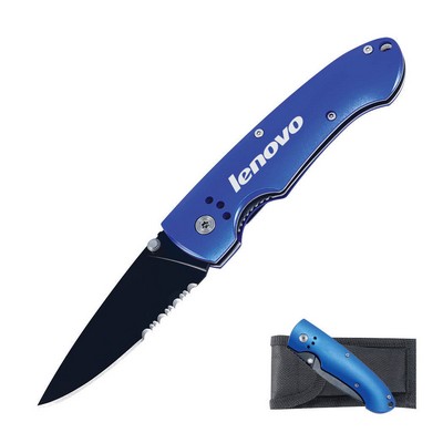Blue Stainless Steel Lock Back Knife