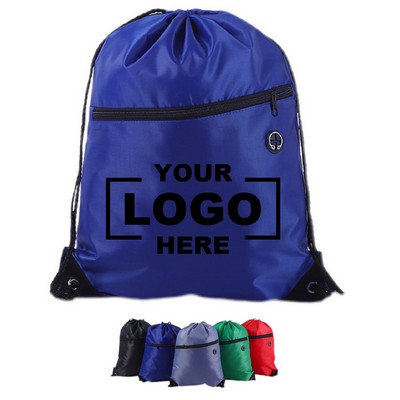 Drawstring Backpack with Zipper Pocket