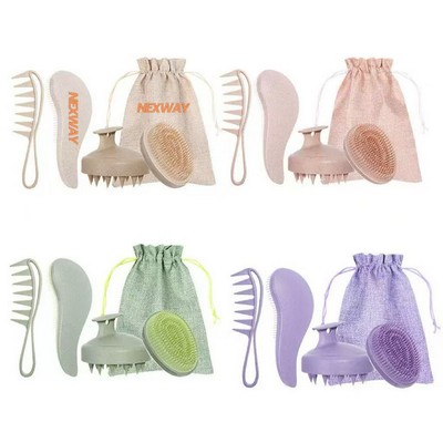 Wheat Straw Wide-Tooth Hair Comb Set