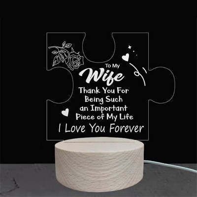 Custom Transparent LED Night Light Light Up Sign With Plastic Light Base