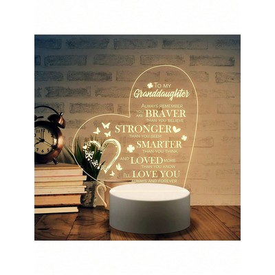 Custom Acrylic Transparent LED Night Light Light Up Plaque With Light Base