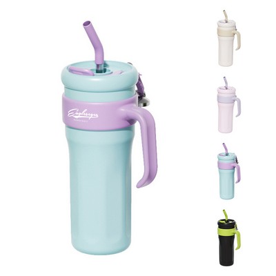 42oz Stainless Steel Insulated Tumbler with Handle and Straw