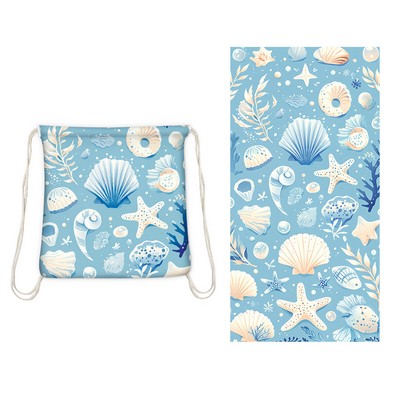2 in 1 Drawstring Beach Towel Backpack 32 x 63 Inch