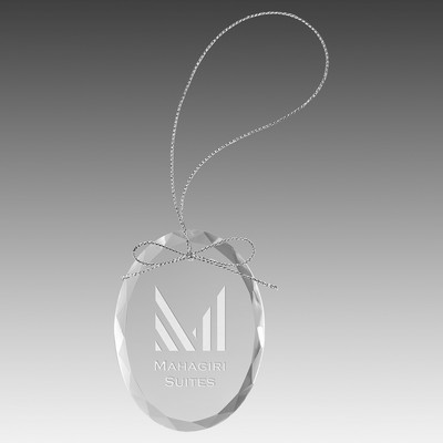 3.25" Clear Oval Glass Ornament with Silver String