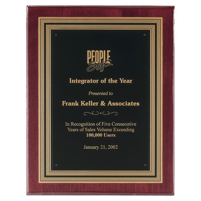 Rosewood Piano Finish Plaque, Black/Gold Embossed Back Plate