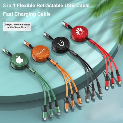 Free Shipping Multifunction 3 in 1 Type C USB Cable