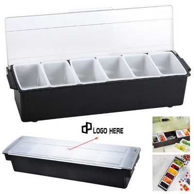 Abs Plastic Fruit Food Tray W/ Six Compartments