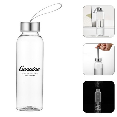 17 oz Clear Plastic Water Bottle with Strap