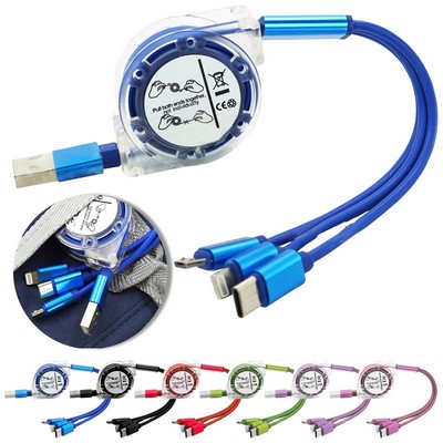 3 In 1 Retractable USB Charger Cable Charging Cord