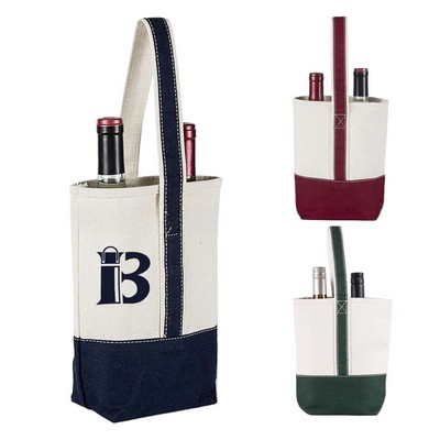 2 Bottle Canvas Wine Tote Bag