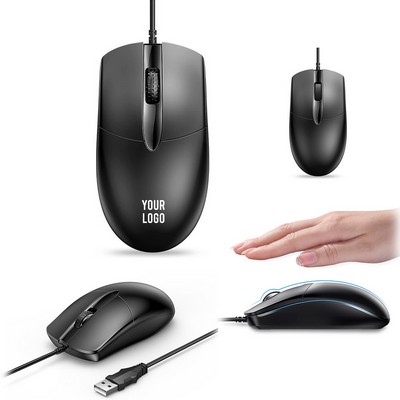 Simple Noiseless Black Wired USB Computer Mouse
