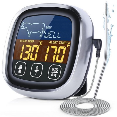 Digital Kitchen Thermometer LCD Display Long Probe for Grill Oven Food Meat Cooking Alarm Timer