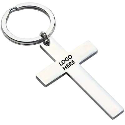 ?Stainless Steel Cross-Shaped Keychain