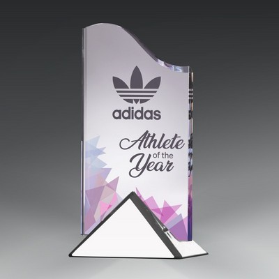 Acrylic Wave in Chrome Triangle Base -9"