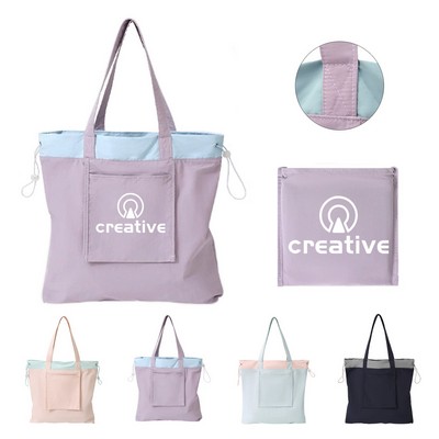 Waterproof Foldable Shopping Bag w/Drawstring