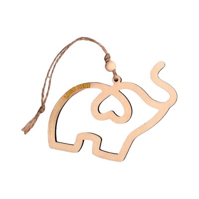 Christmas Tree Wooden Elephant Ornament