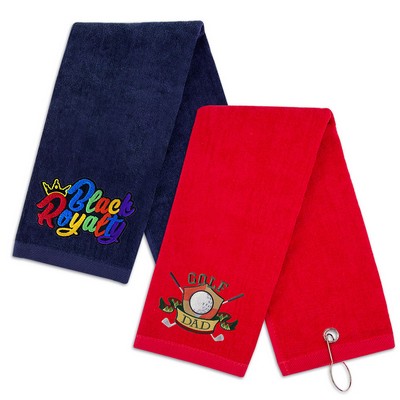 460GSM Cotton Golf Towel With Carabiner