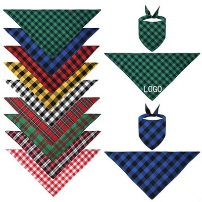 Pet Bib Plaid Triangle Towel Saliva