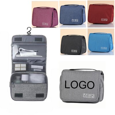 Portable Oxford Fabric Travel Toiletry Bag w/Hanging Hook 9"x8"