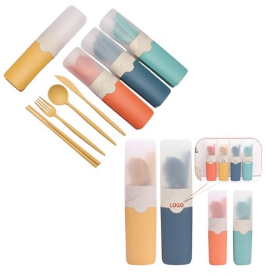 Portable Four-piece Set of Wheat Straw Cutlery