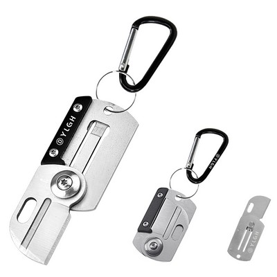 Dog Tag Style Foldable Knife With Carabiner