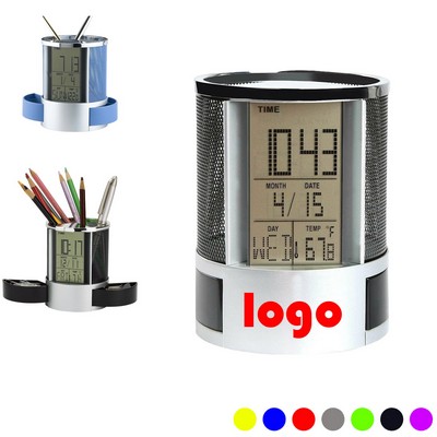 Multi Function Clock Desk Organizer