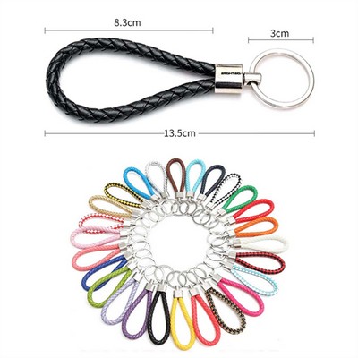 PU Leather Woven Lanyard Keychain