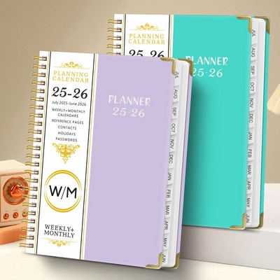 July 2025–June 2026 A5 Spiral Planner Notebook Monthly Weekly Schedule Book Calendar