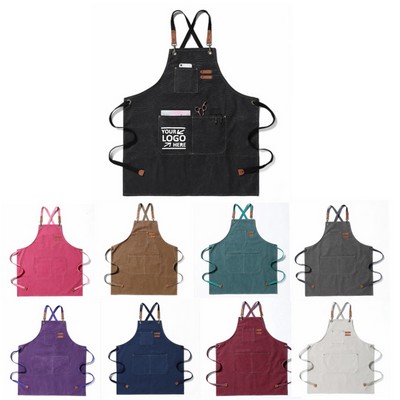 Adjustable Multifunction Cross Back Canvas Apron