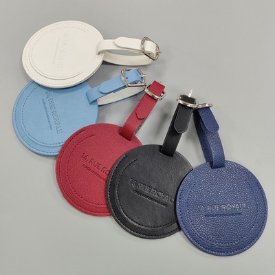 Portable Round Shape PU Leather Luggage Personalizable Travel ID Tag
