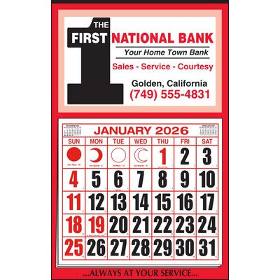"H" Pad Red Border Apron Calendar