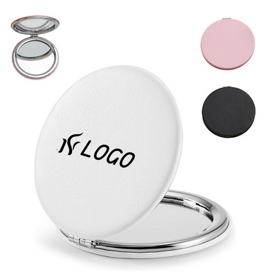 Pu Leather Folding Pocket Makeup Mirror