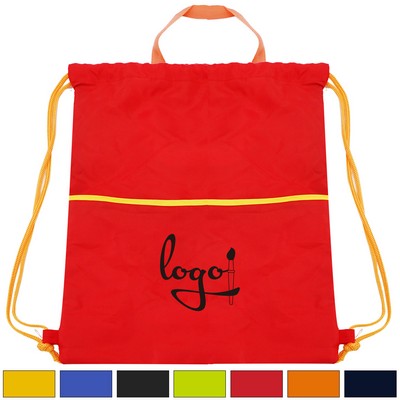 Waterproof Nylon Drawstring Backpack Gym Bag with Zipper