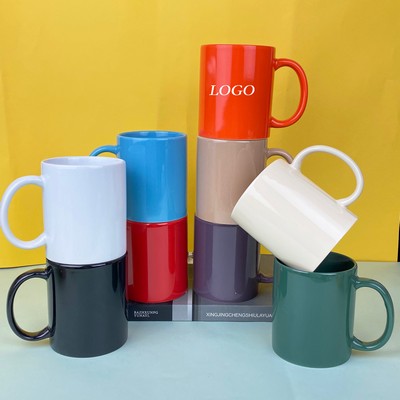 11 Oz. Vitrified C-Handle Black Mug - Screen Printed