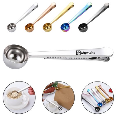 Stainless Steel Coffee Scoop Multi-Purpose Food Sealing Clip Measuring Spoon for Baking