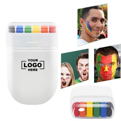 Facial painting with colorful makeup sticks