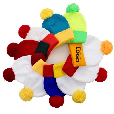 Festive Knit Hat With Color Blocks