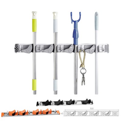 Custom Metal Broom & Garden Tool Organizer – Wall Mount, Adjustable Slots & Hooks