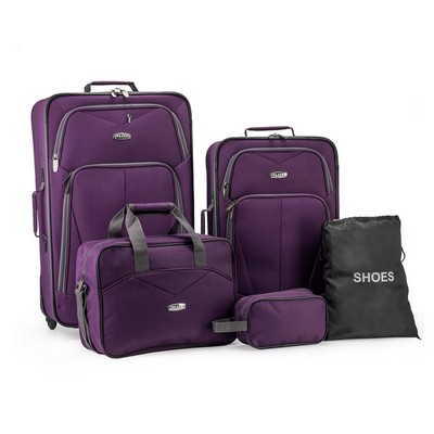 Purple Traveler's Choice® Elite Portuguese Softside Wheeled 5 piece Luggage Set